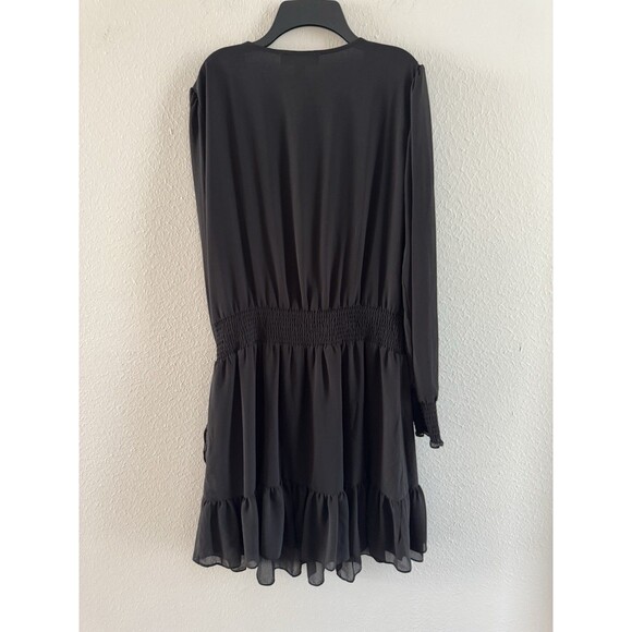 Michael Michael Kors Women’s Ruffled Faux-Wrap Dress Black  size L spring summer - Picture 15 of 16